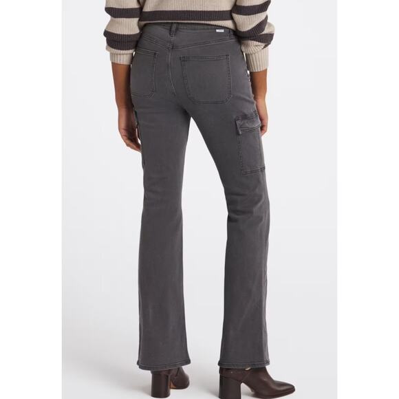 Daze Go Getter Cargo Jeans Roadtrip Grey Size 27 High Rise Flare Y2K Streetwear - Picture 3 of 15